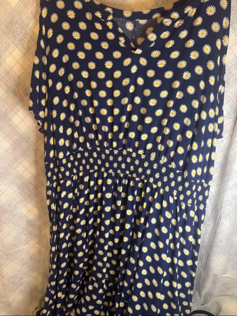 Navy Daisy Print Midi Dress